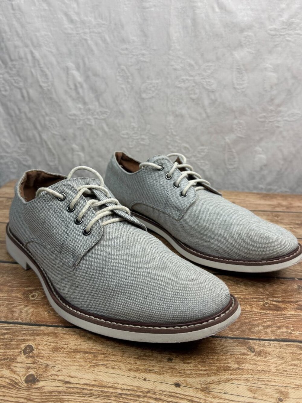 Tommy Hilfiger Men’s 10 Gray Canvas Lace Up Oxford Casual Dress Shoes